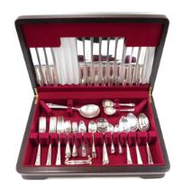 A Bexfield of Sheffield stainless steel cased canteen of cutlery, in the Art Deco style for eight pl