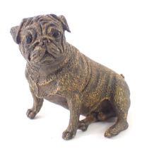 A gold painted bronze figure of a seated bulldog, numbered 8412, 8cm high.