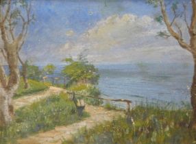 Hugo Teitz (Continental, late 19thC). Lake Garda, oil on board, attributed verso and dated 1886, 11.