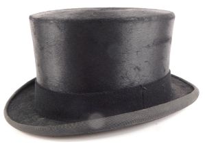 A Locke and Co Hatters of London gentleman's black top hat, size 7, boxed.