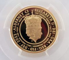 A Harrington and Byrne 2022 Queen Elizabeth II platinum jubilee gold proof sovereign, in presentatio