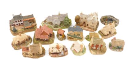 A group of Lilliput Lane cottages, comprising Packhorse Bridge, Spring Bank, Yew Tree Farm, Water Mi