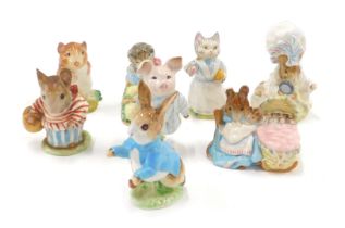 Beswick Beatrix Potter figures, comprising Peter Rabbit, Lady Mouse from Taylor of Gloucester, Tabit