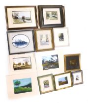 A selection of art work by David Fletcher, Grimsby artist, various mediums, comprising landscapes an