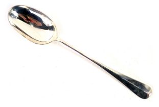 A Queen Elizabeth II silver fiddle pattern serving ladle, with a reeded bowl, maker AHN, London 2001