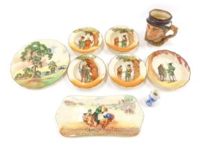 Royal Doulton, comprising a Royal Doulton Johnny Appleseed character jug, bowls, cabinet plates, flo