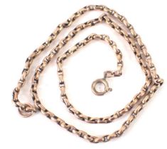 A belcher link neck chain, yellow metal, unmarked, with replacement plated clasp, 39cm long, 7.3g al
