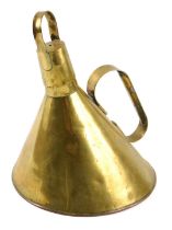 A 1920s/30s brass oil can, with capped lid and swing handle, unmarked, 25cm high.