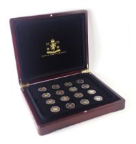 A cased part set of World gold miniatures, comprising each one dollar gold coins, with gloves and ma