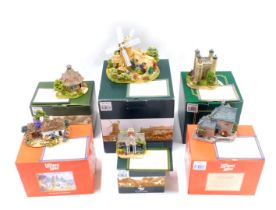 Six Lilliput Lane cottages, comprising Scotch Mists, The Rest House, The Shelton Toll House, Haberda