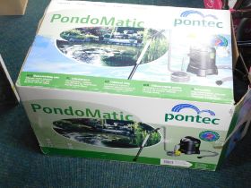 A Pontec PondoMatic pond vacuum cleaner.