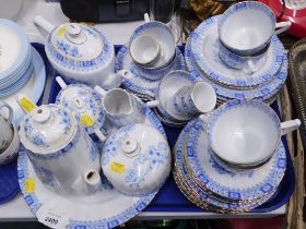 A Bavarian china blue and white part dinner service. (1 tray)