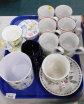 Denby Maxwell House mugs, large breakfast cup and saucer, etc. (1 tray)