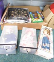 Toys and games, collectors Leonardo dolls, Bug's Life Squishler Room Guard, dartboard, Monopoly, Scr