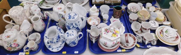 Part tea wares, comprising Royal Meissen part service, Wedgwood pink rose pattern part service, trin