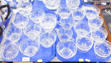 Pressed glass sundae dishes. (2 trays)