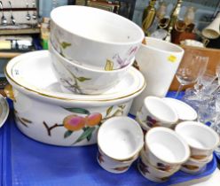 An oval Royal Worcester Evesham serving tureen and cover, various ramekins and a Portmeirion utensil