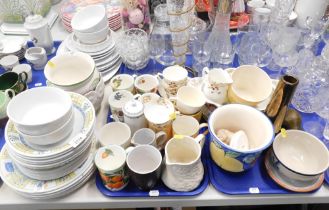 Household china and effects, to include mugs, coffee pot, planters, etc. (2 trays and loose)