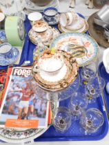 Part tea wares, glassware, Nottingham Forest football programmes, Portmerion cabinet plate, French f