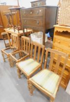 Assorted household furniture, comprising oak side table, dressing table, two wicker baskets, and a s