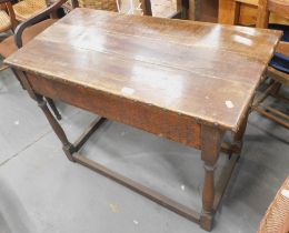 An oak side table.