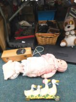 Cuddly toys, dolls, empty Middleton's Irish whisky case, Aldis projector, Monopoly board games, elec