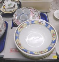 Pimpernel placemats, Tunstall bowl, coffee cans, side plates, etc. (1 tray)