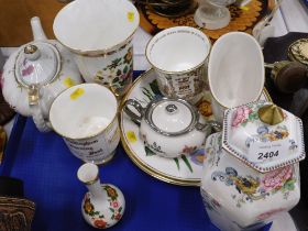 Assorted wares, to include Crown Staffordshire jar and cover, goblets, cabinet plates, etc. (1 tray)