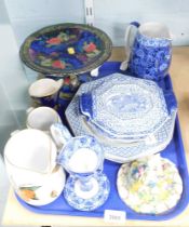 Household china and effects, comprising Royal Worcester Evesham jugs, table centrepiece, blue and wh