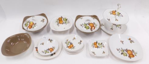 A Midwinter style craft part tea and dinner service, decorated with oranges and limes.