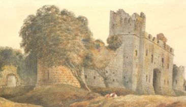Peter De Wint RWS (1784-1849). Caldicot Castle, Monmouthshire, watercolour, titled Caldecott Castle