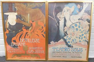Two coloured posters, Distillerie Italiane, Teatro Solis, 62.5cm x 43.5cm.