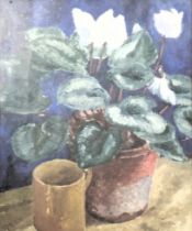 K. Tyson (20thC). Cyclamen, oil, signed and titled verso.