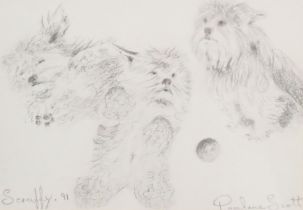 Pauline Scott (20thC). Scruffy, pencil, signed and titled, 12.5cm x 17.5cm and a print after Pollyan