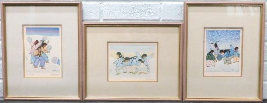 Cecil Robert Youngfox (1942-1988). Skin Point Dancers, Medicine Dancers, Snow Singers, three coloure