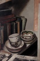 Peter Brannan (1926-1994). Cups and Saucers, oil on board, signed, dated (19)78 and titled verso, 35