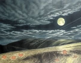 Susan J. Jameson(b1944) Harvest Moon, artist signed coloured Mezzotint, 104/200, titled, 52.5cm x 64