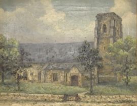 Clive Richard Browne (1901-1991). Church, oil on canvas, signed, 39.5cm x 50cm.