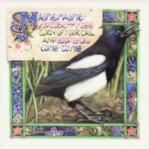 Debby Faulker-Stevens (b.1954). Magpie Magpie, Flutter and Flee, gouache on vellum, titled verso, 6c