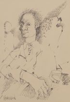 John Hopkinson (b.1941). Portrait study, pencil, signed, 29cm x 20cm.