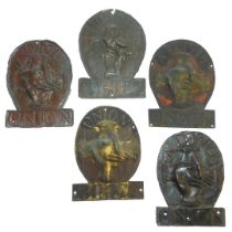 Five various Union fire marks, all copper, comprising Addis References (4B(ii)), (4D(iii)), (4E(i))