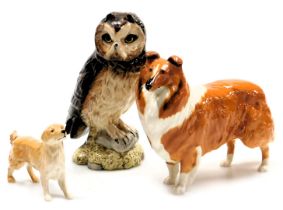 A Beswick pottery collie dog "Lochinvar of Lady Park", a further figure of a Golden Retriever, and a