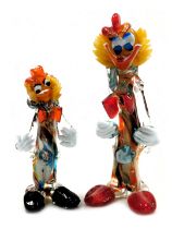 A Murano glass figure of a clown, stooped with spiky hair, 34cm high, and another smaller, 24.5cm hi