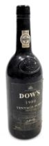 A bottle of Dow's 1980 vintage port.