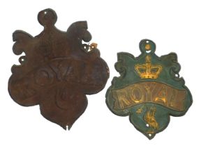 Two fire marks for Royal, both copper and of varying designs, (Addis Ref 97A) and (Addis Ref 97B(ii)