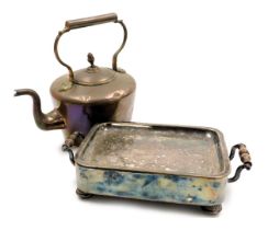 A Victorian silver plated food warmer, with inner tray, 35cm wide, together with a Victorian copper