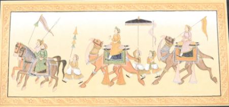 Indian School (19thC). An Indian Prince on a camel, with attendants, watercolour, 26cm x 55.5cm.