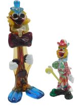 A Murano glass figure of clown, with red bow tie and blue shoes, 36cm high, and a further figure of