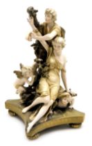An early 20thC Ernst Wahliss porcelain figure group, modelled as a Amynthas freeing Sylvia, after Bo