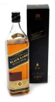 A bottle of Johnnie Walker Black Label Old Scotch whisky, aged 12 years, 1ltr, boxed.